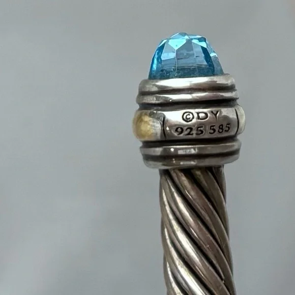 David Yurman Classic Cable bracelet Blue Topaz 14k Gold - Picture 2 of 4
